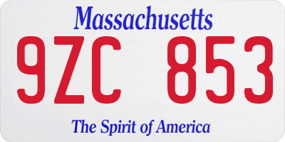 MA license plate 9ZC853
