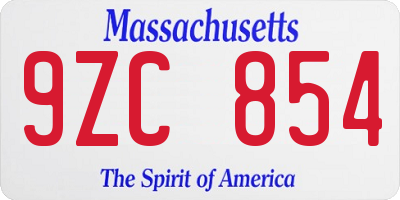 MA license plate 9ZC854