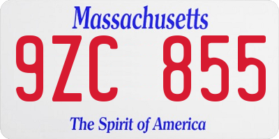 MA license plate 9ZC855