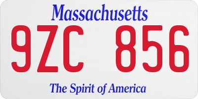 MA license plate 9ZC856
