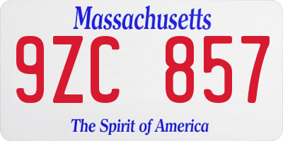 MA license plate 9ZC857