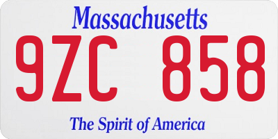 MA license plate 9ZC858