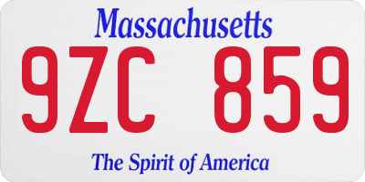 MA license plate 9ZC859