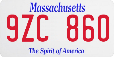 MA license plate 9ZC860