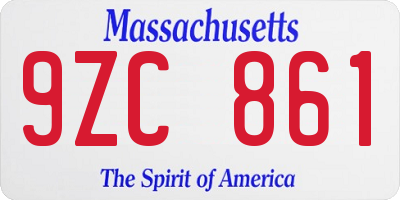 MA license plate 9ZC861