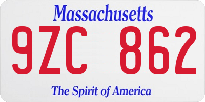 MA license plate 9ZC862