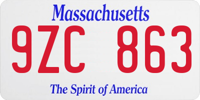 MA license plate 9ZC863