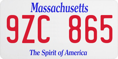MA license plate 9ZC865