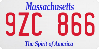 MA license plate 9ZC866