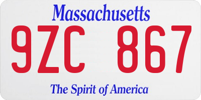 MA license plate 9ZC867