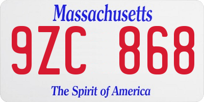 MA license plate 9ZC868