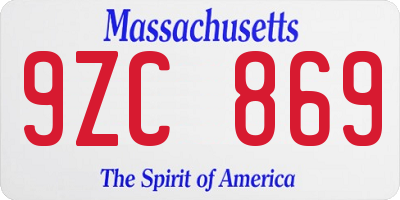 MA license plate 9ZC869