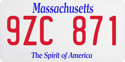 MA license plate 9ZC871