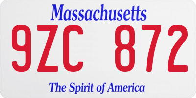 MA license plate 9ZC872