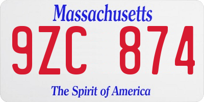 MA license plate 9ZC874