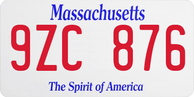 MA license plate 9ZC876