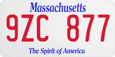 MA license plate 9ZC877