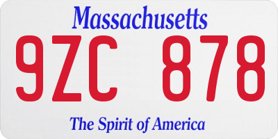 MA license plate 9ZC878