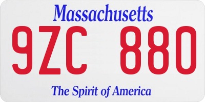MA license plate 9ZC880