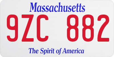 MA license plate 9ZC882