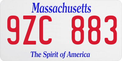 MA license plate 9ZC883