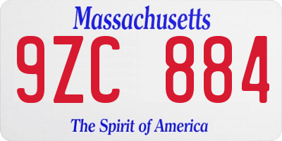 MA license plate 9ZC884
