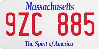 MA license plate 9ZC885