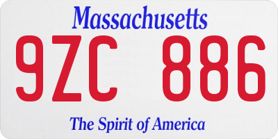 MA license plate 9ZC886