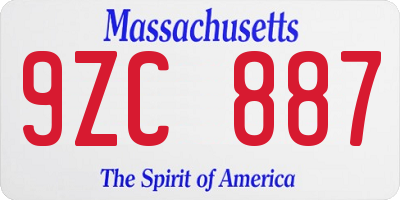 MA license plate 9ZC887