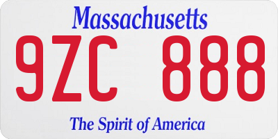 MA license plate 9ZC888