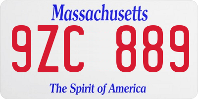 MA license plate 9ZC889