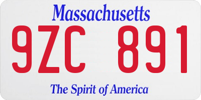 MA license plate 9ZC891