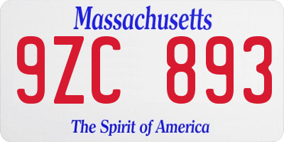 MA license plate 9ZC893