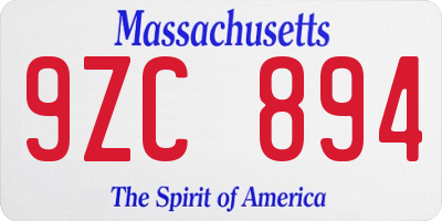 MA license plate 9ZC894