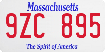 MA license plate 9ZC895