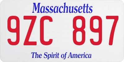 MA license plate 9ZC897