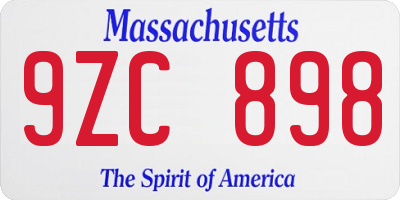 MA license plate 9ZC898