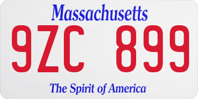 MA license plate 9ZC899