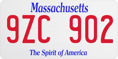 MA license plate 9ZC902