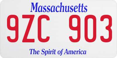 MA license plate 9ZC903