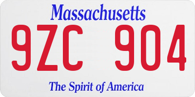 MA license plate 9ZC904