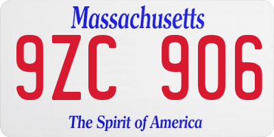 MA license plate 9ZC906