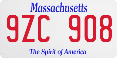 MA license plate 9ZC908