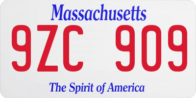 MA license plate 9ZC909