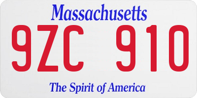 MA license plate 9ZC910