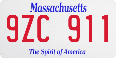 MA license plate 9ZC911