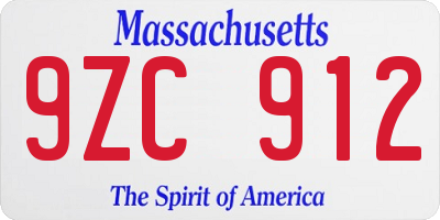 MA license plate 9ZC912