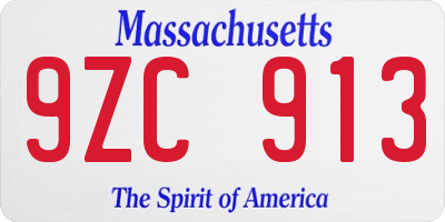 MA license plate 9ZC913