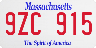 MA license plate 9ZC915