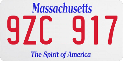 MA license plate 9ZC917
